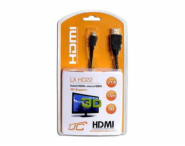 1 szt. PS Kabel HDMI-MicroHDMI v1.4 1.5m Cu HQ.