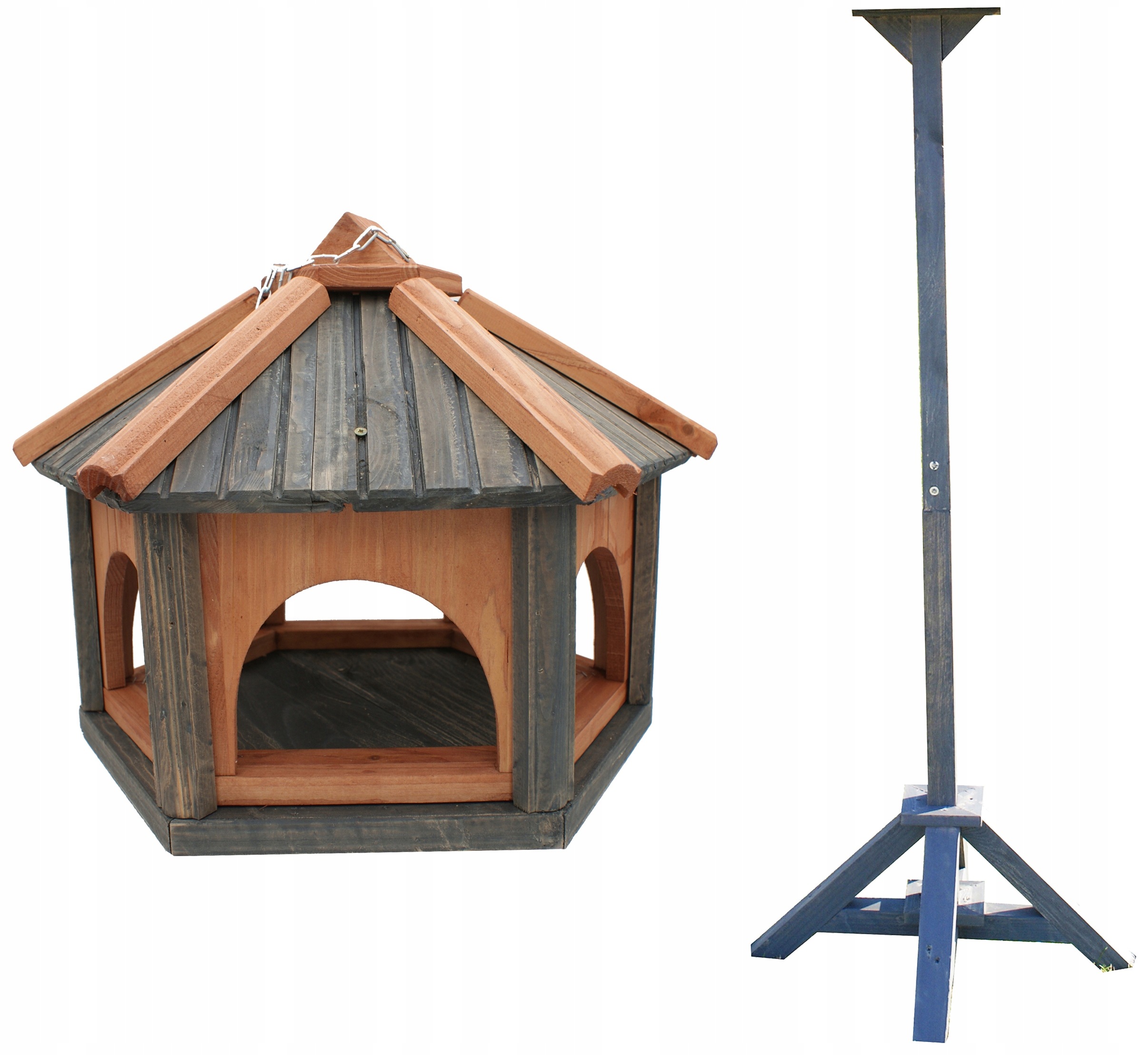 Velký Polský dřevěný krmítko pro ptáky Zahradní 45x40x35 K40 Antracit Tik