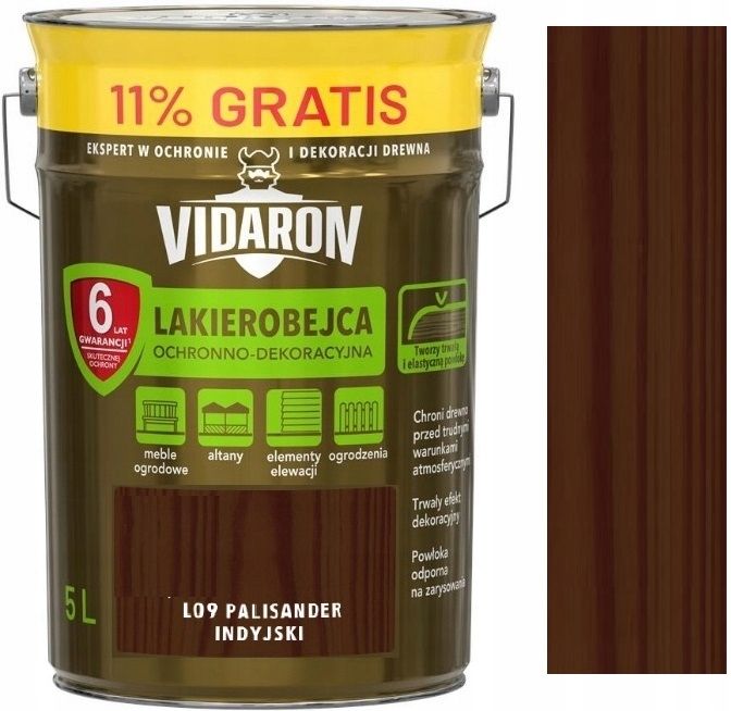 Vidaron Lakierobejca Ochronno-Dekoracyjna Palisander Indyjski L09 5L