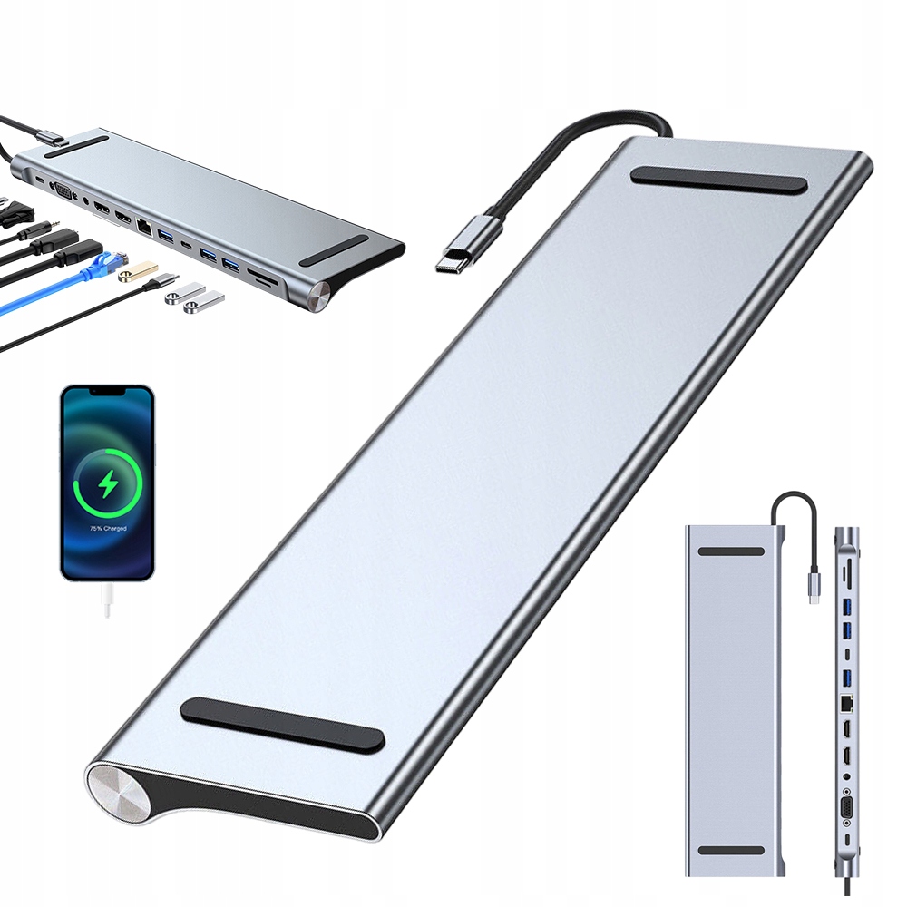 Stacja Dokująca Hub 12W1 Type-c Hdmi 4K Usb Do Macbook Laptopa Pc Przenośny