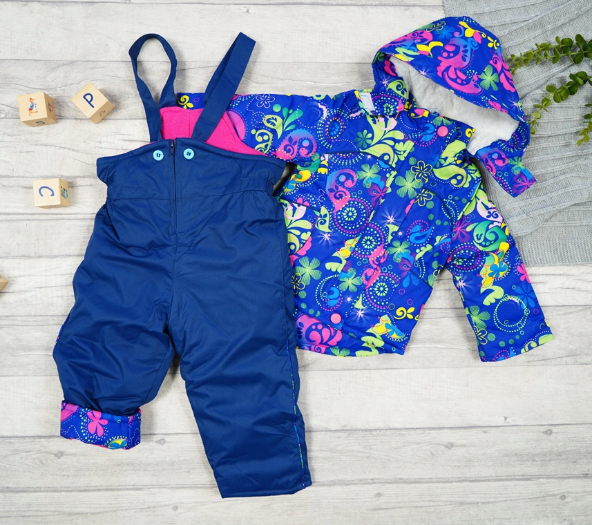 ZIMOWY KOMBINEZON dwuczęściowy KWIATY granat r 92 Rodzaj zimowy