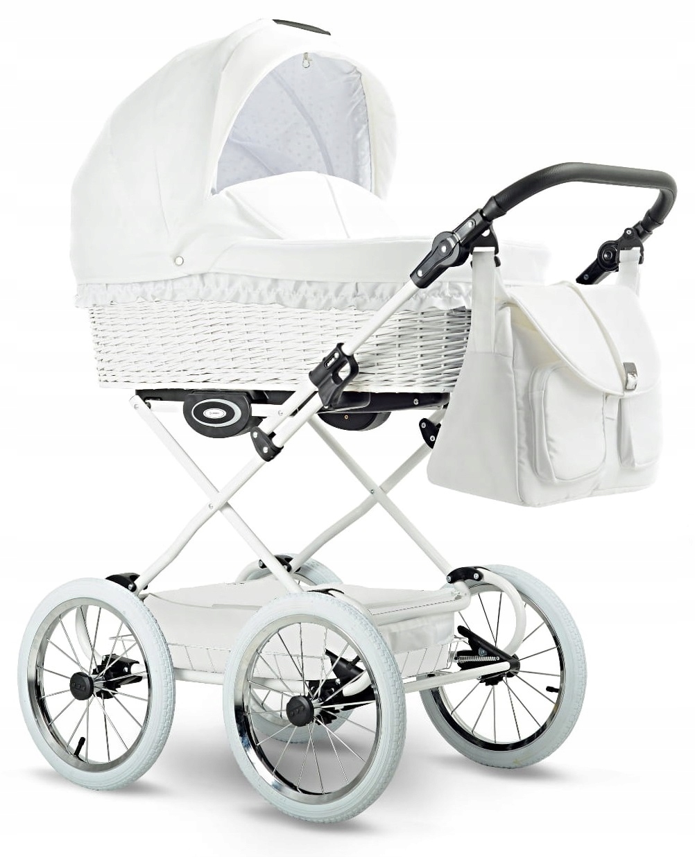 Lonex polski wózek 3w1 biały wiklina Classic Retro