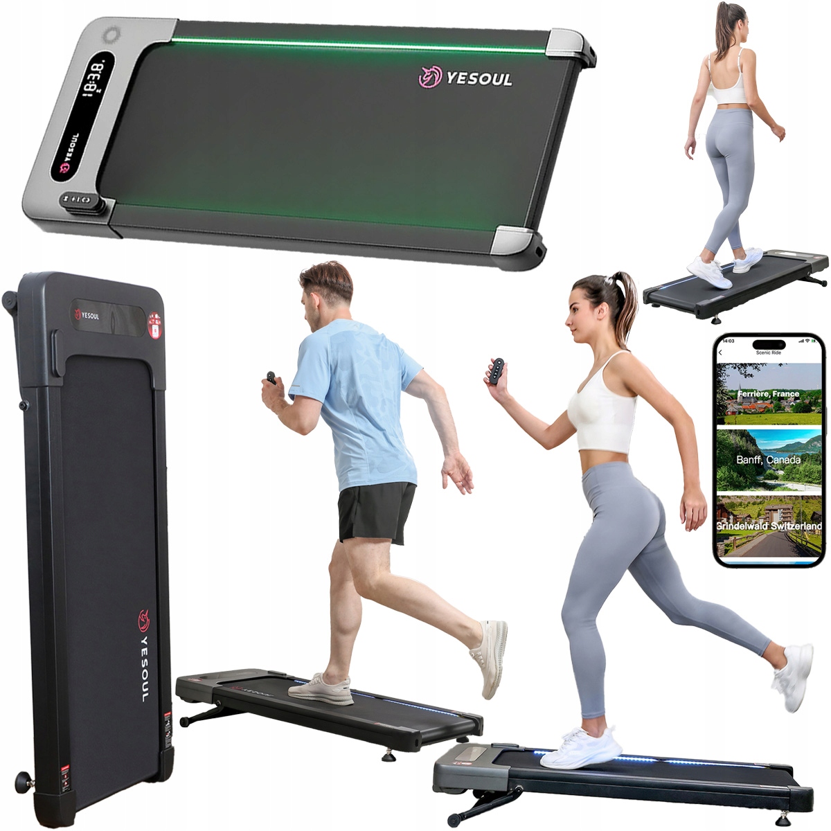 Bieżnia elektryczna do biurka Kompaktowa Wychylenie do 10% Yesoul W2 Pro