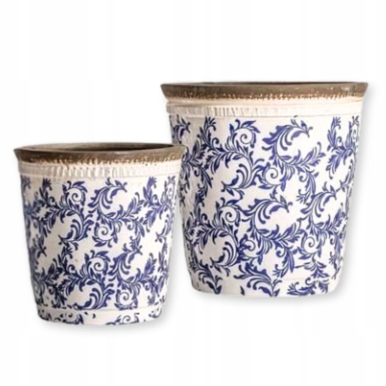 Sada keramických kvetináčov Last Deco 2 kusy bielo-modrá