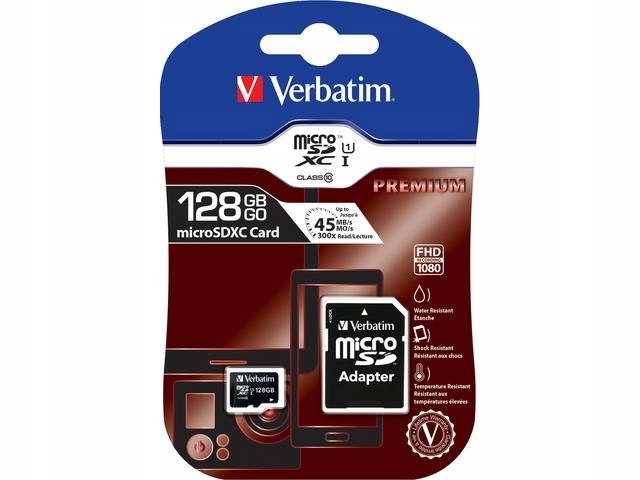 Pamäťová karta MicroSDXC Verbatim 128GB Class 10 + adaptér