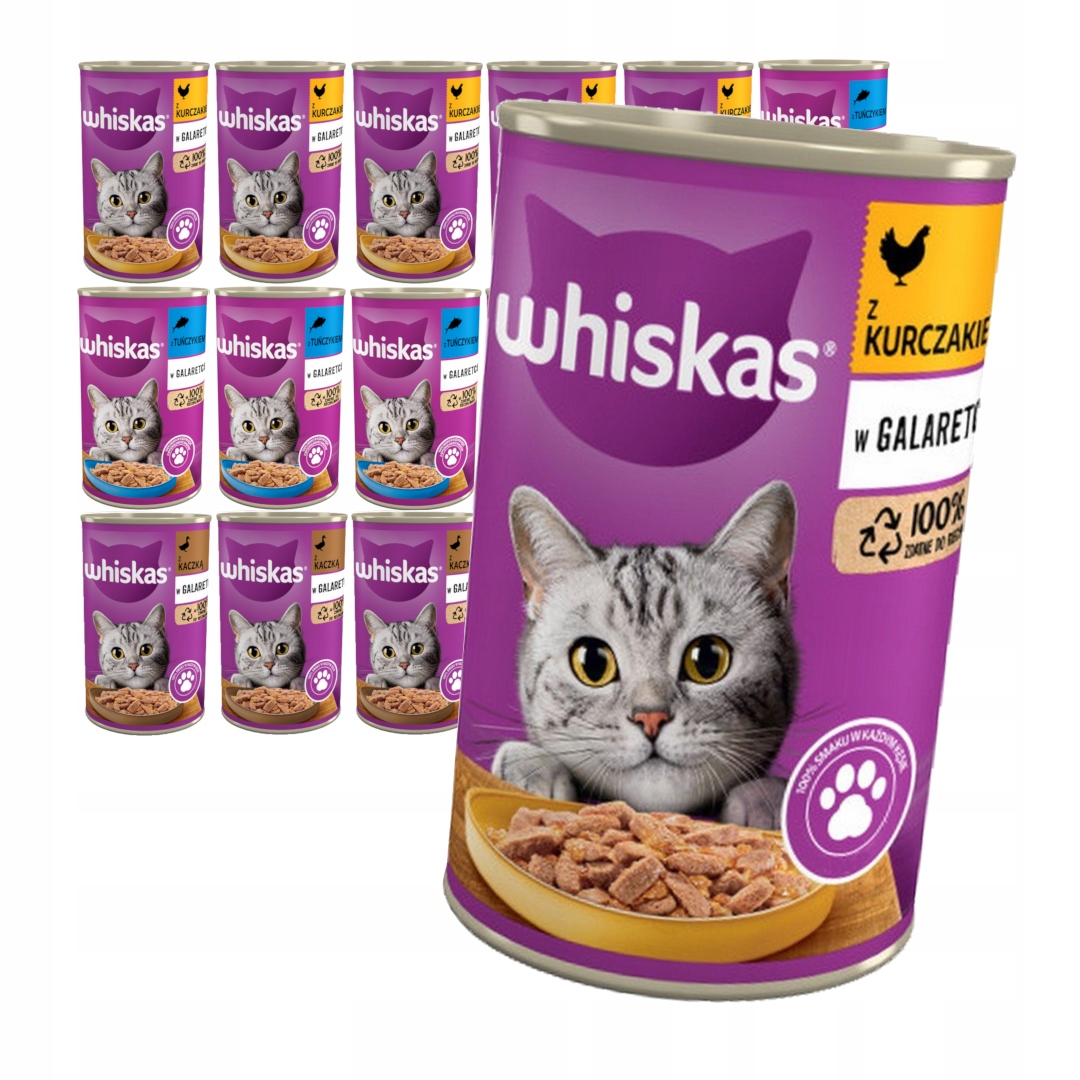 Whiskas 18x400g Mokra Karma Dla Kotów Kurczak Kaczka Tuńczyk W Galaretce