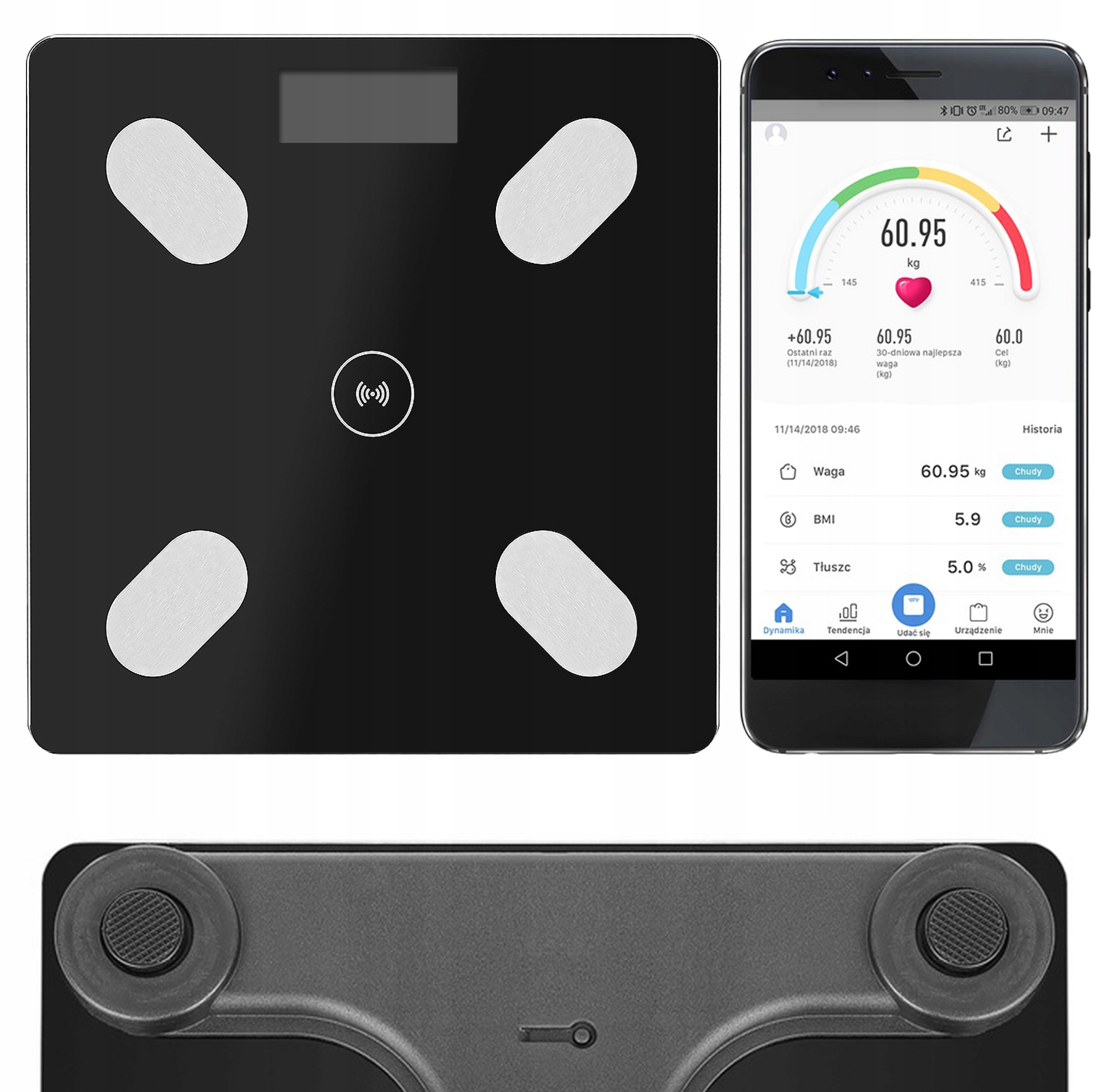 Waga Łazienkowa Bluetooth Analityczna Inteligentna