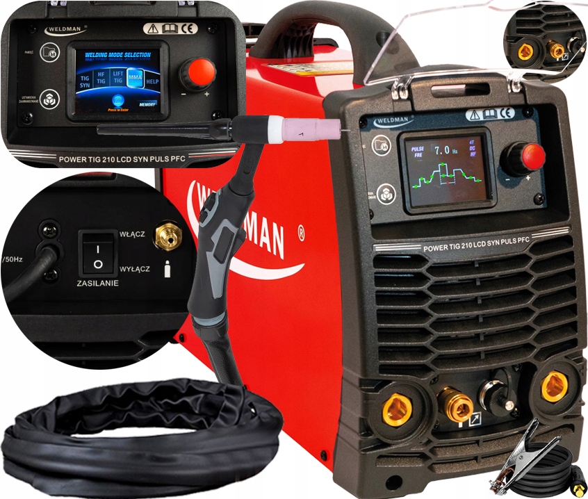 Spawarka Inwerterowa Tig Hf Do Aluminium Weldman Power Tig 210 Ac/dc LCD