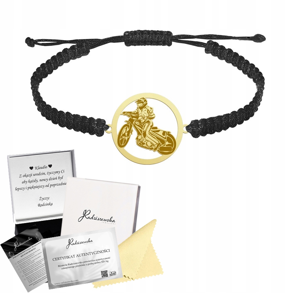 Zlatý náramek Speedway Struska Stříbro 925 Gravírování Makramé Šperky