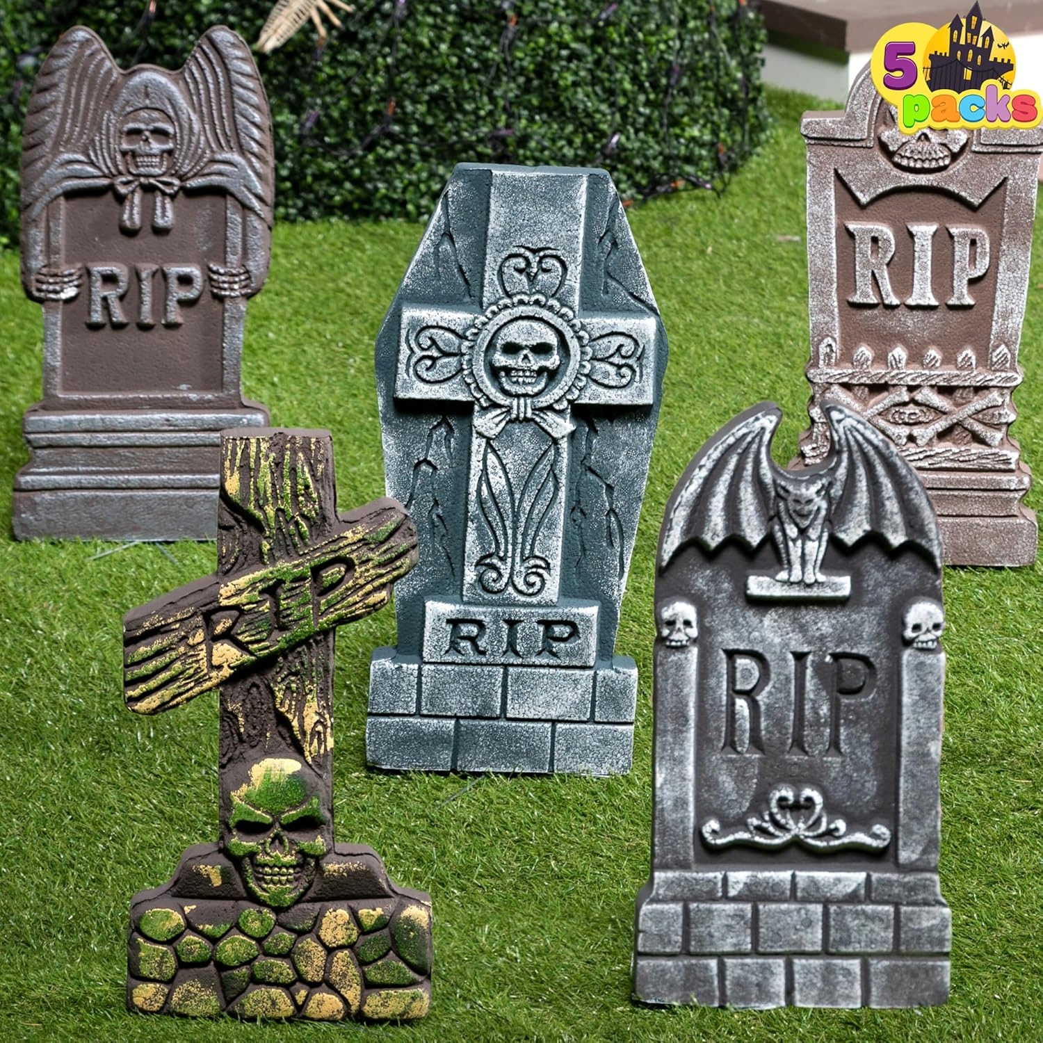 Halloweenské Pěnové Náhrobky 5 Ks 43 CM Dekorace Hřbitov Zahrada Dvůr