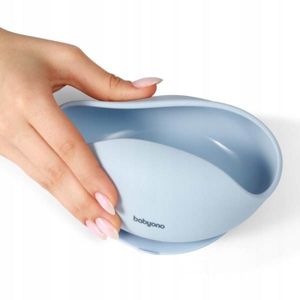 MISECZKA Z PRZYSSAWKĄ DLA NIEMOWLĄT MISKA SILIKONOWA BABYONO NIEBIESKA Odcień błękitny