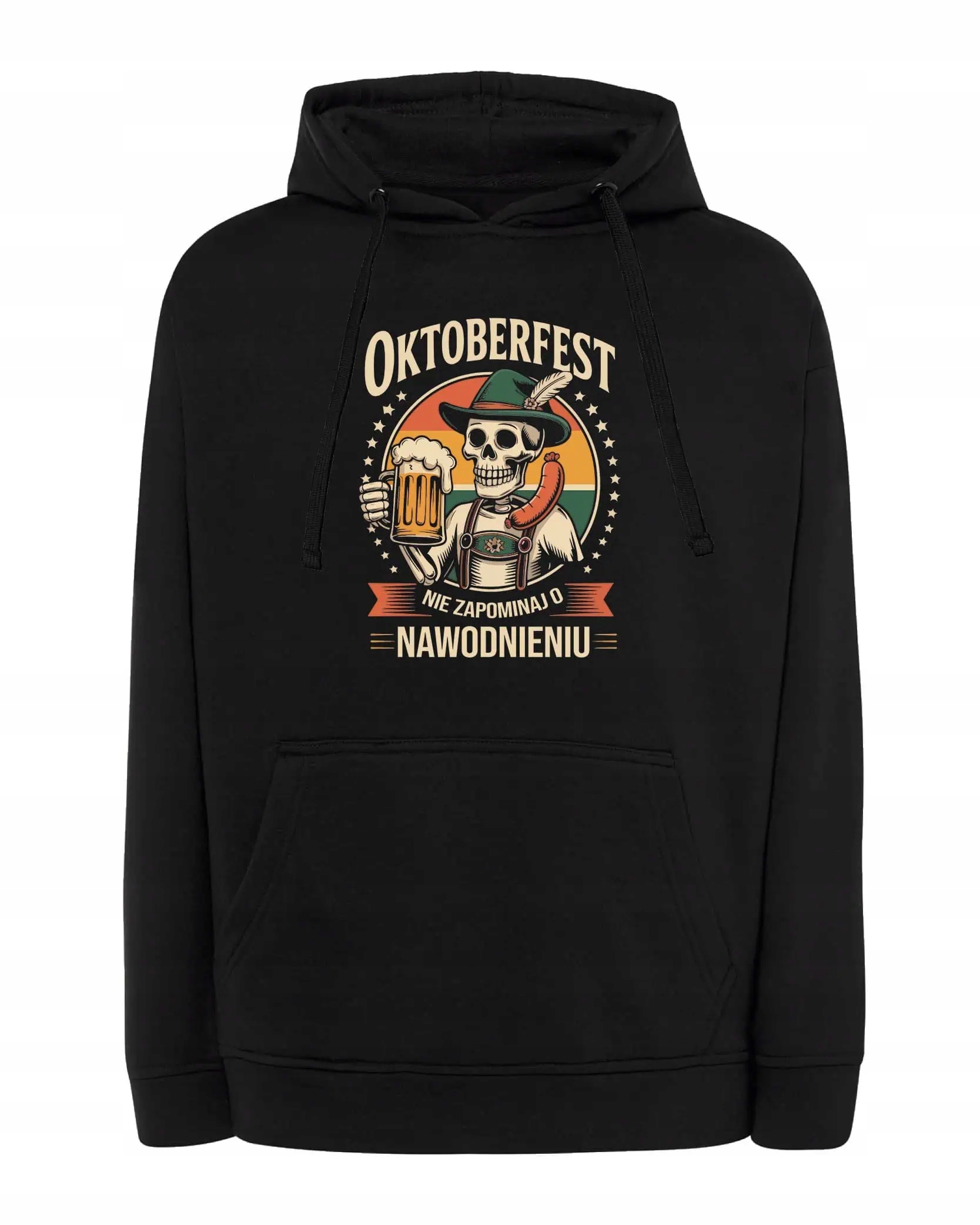 Mikina s kapucí Pivo Oktoberfest Vtipná kostra Černá L