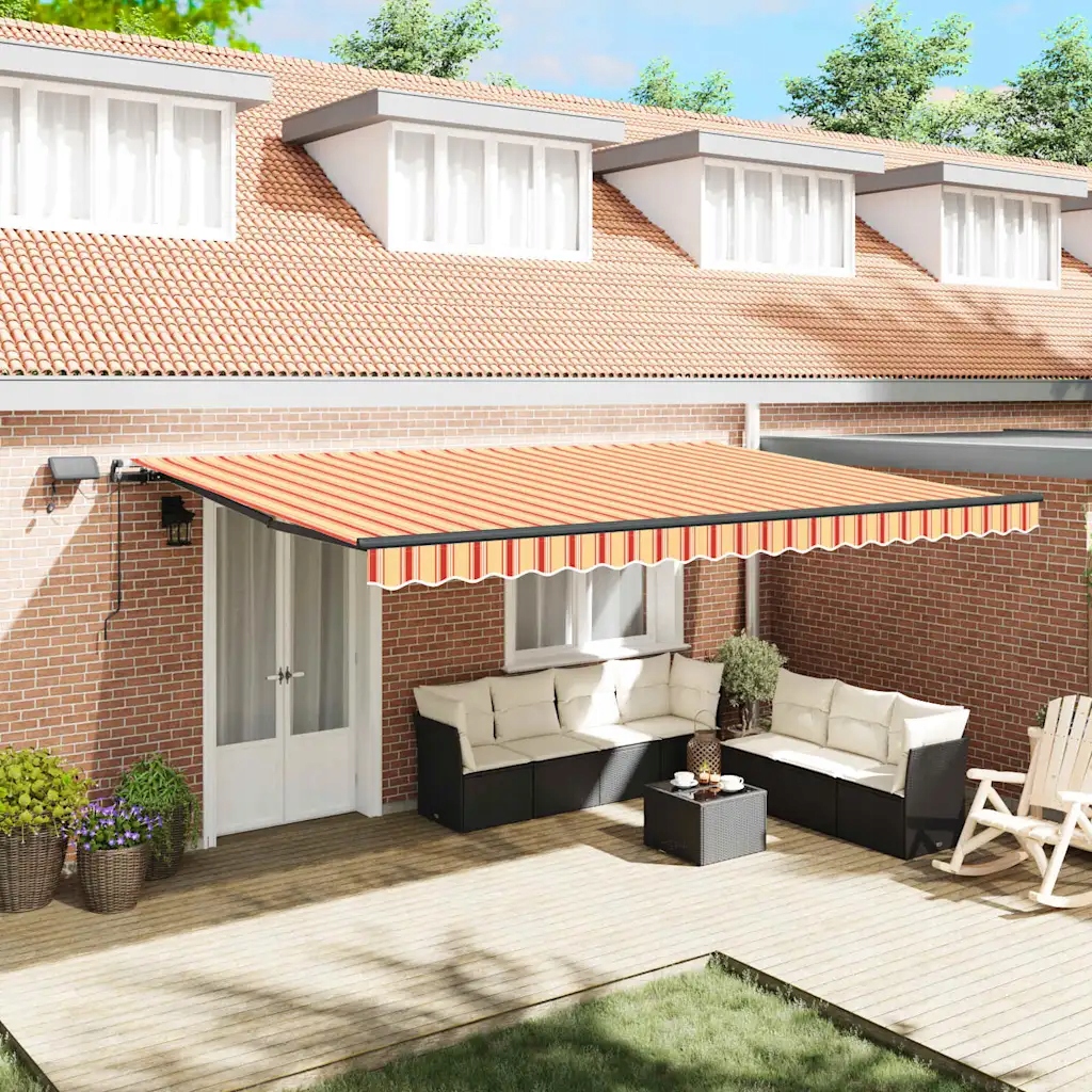 vidaXL Budsorovatelné zastřešení žlutá a oranžová 500 ×300 cm textil
