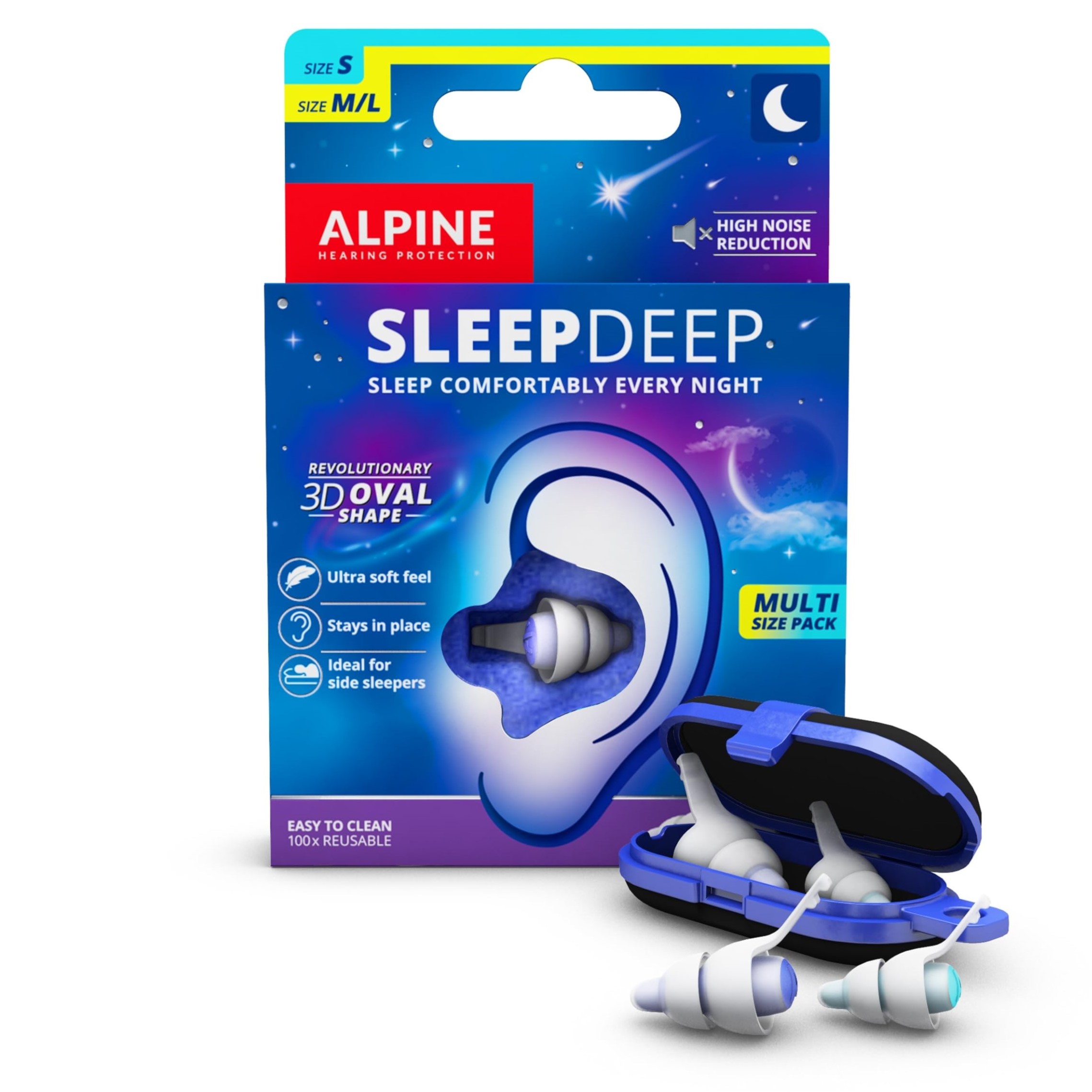 Zatyczki stopery do uszu ochronniki słuchu do spania Alpine SleepDeep S M/L