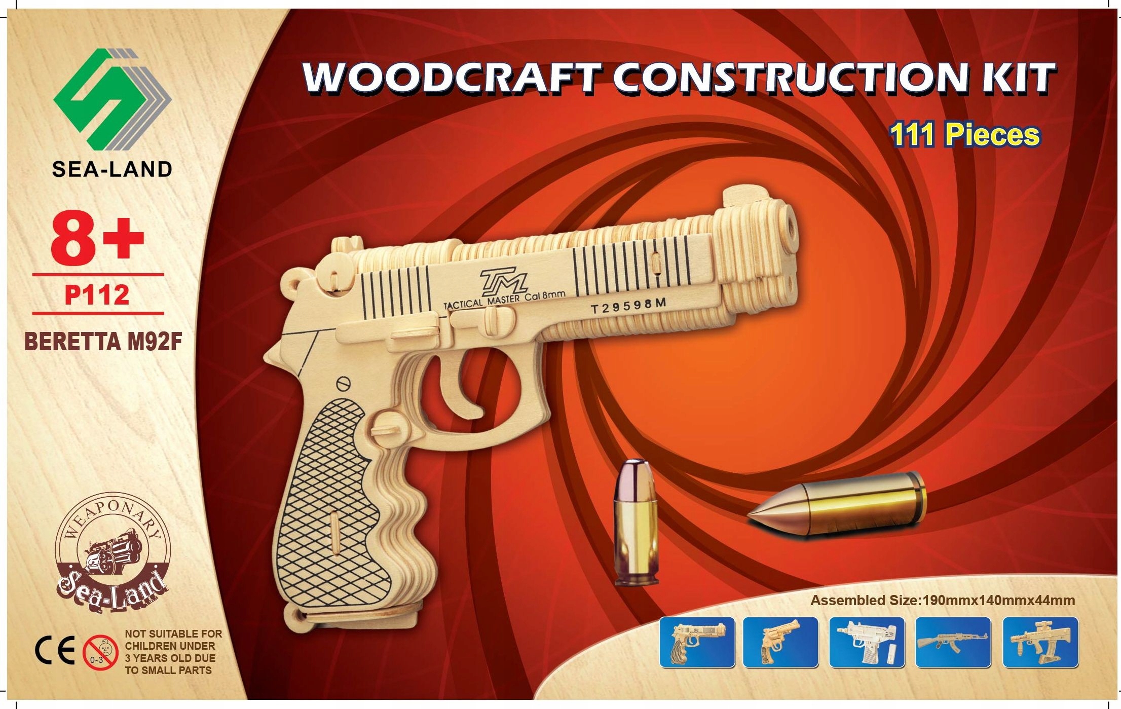 PUZZLE DREWNIANE 3D PISTOLET BERETTA M93F Marka Sea-Land