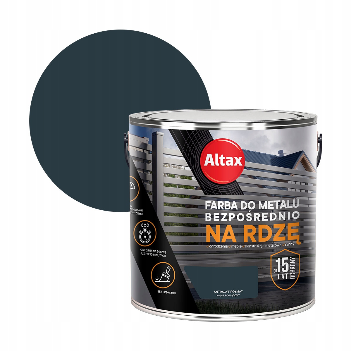 ALTAX FARBA DO METALU 2,5L ANTRACYTOWY PÓŁMAT