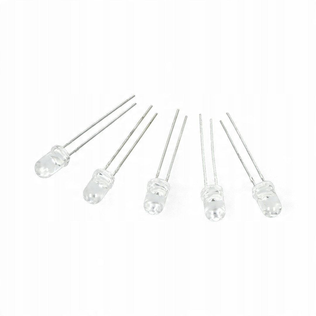 

Dioda Led 5mm biała ciepła clear 5szt.