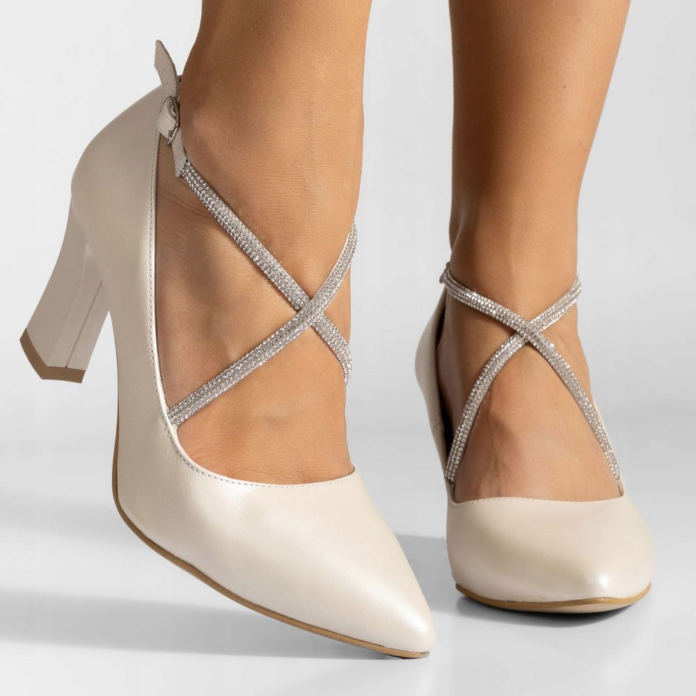 Světlé Pastelové Elegantní Dámské Lodičky Na Retro Podpatku 40