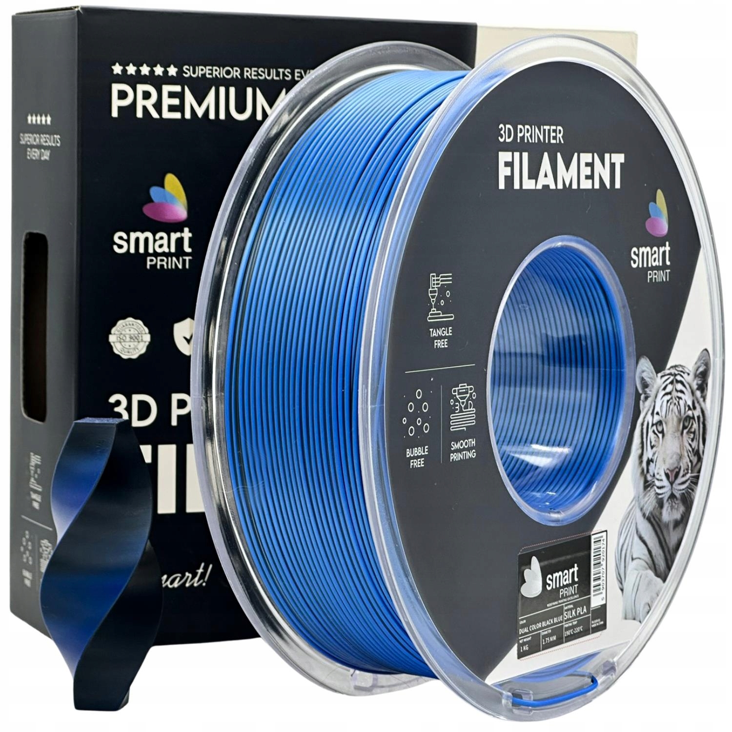 10 x Filament Smart Print Silk Pla Dual Color Czarno-Niebieski 1.75mm 1kg