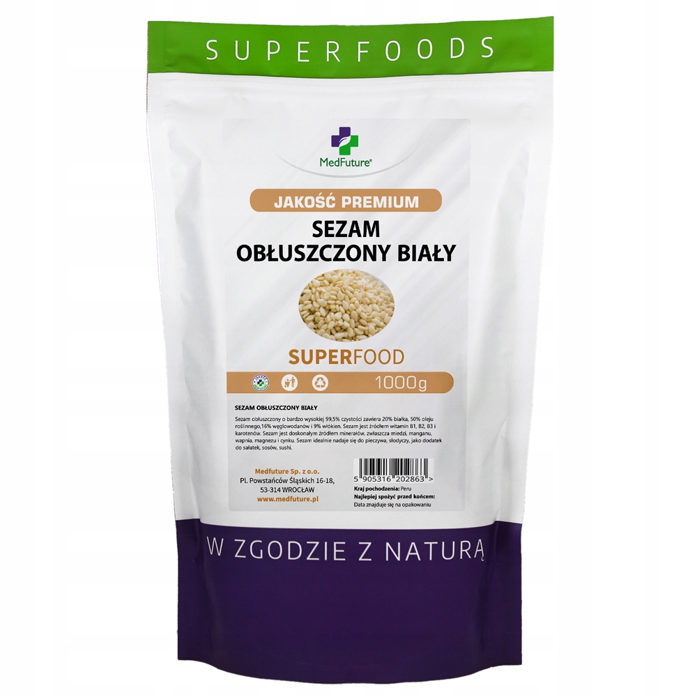 

Sezam biały łuskany ziarno sezamu 1000 g