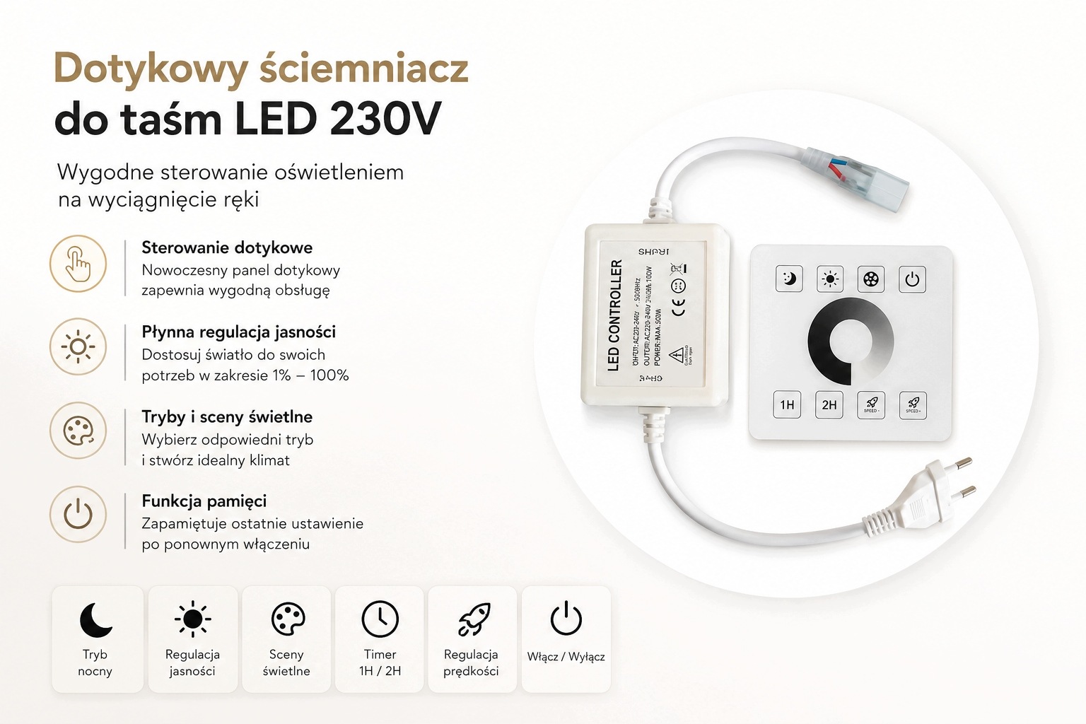 Dane techniczne stabilizatora LED 230V