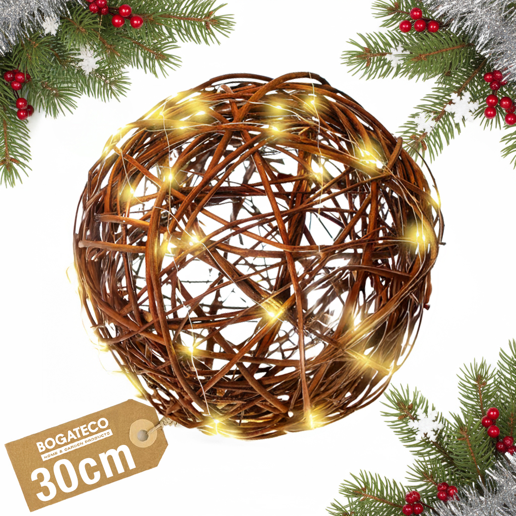 Proutěná Koule 30 cm Led Zahradní Floristická Dekorativní 30LED