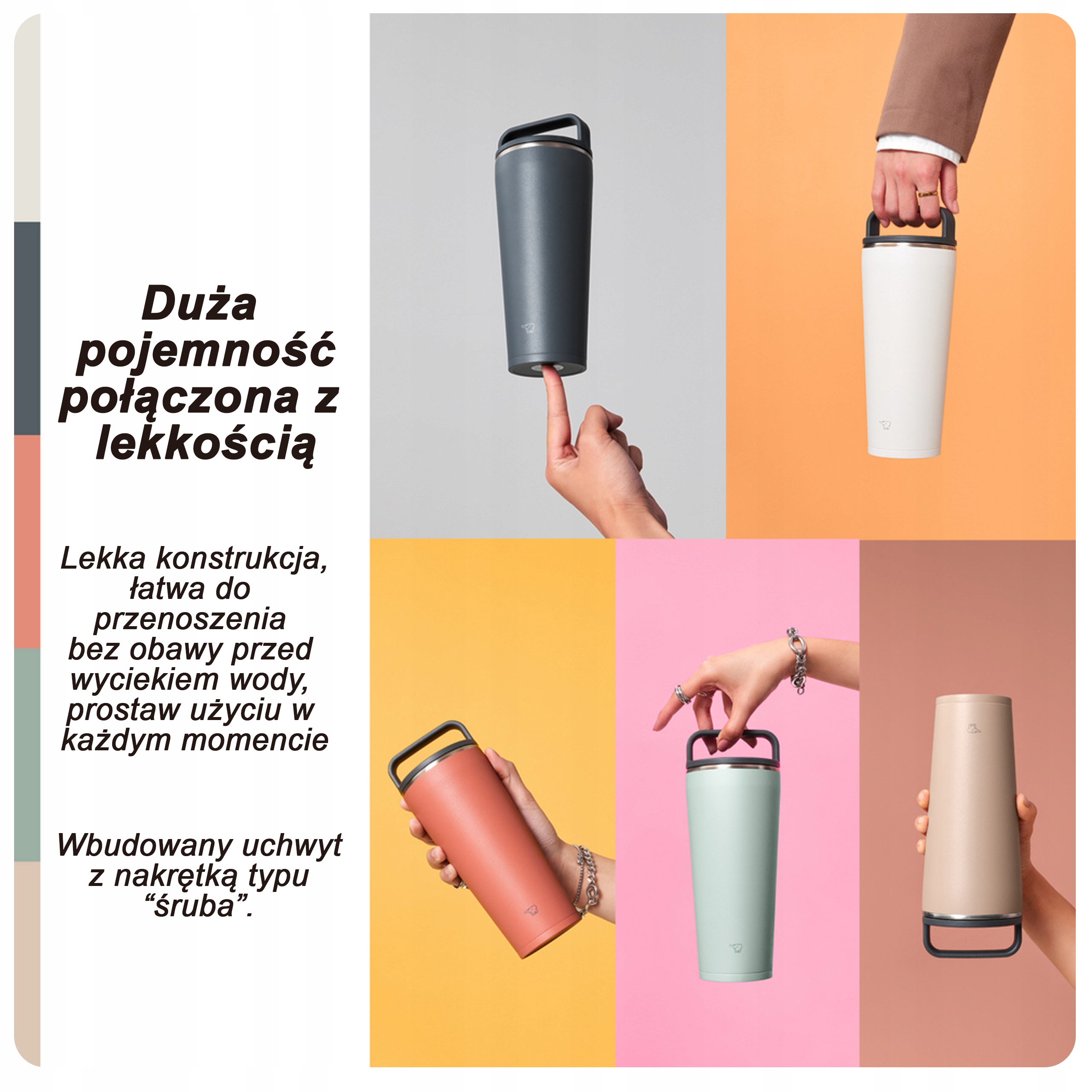 Kubek termiczny na kawę z rączką ZOJIRUSHI SX-LA72H-HM 720 ml Szary Rodzaj kubek termiczny