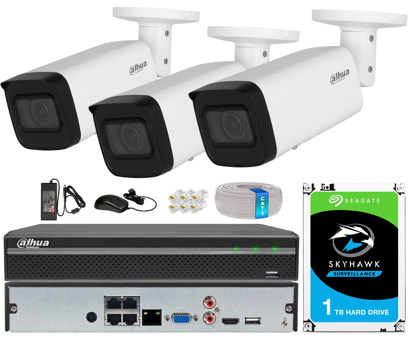 Sada na monitorovanie Dahua 3 kamery 4MPX Motozoom x5 Ir 60 m 1TB rekordér
