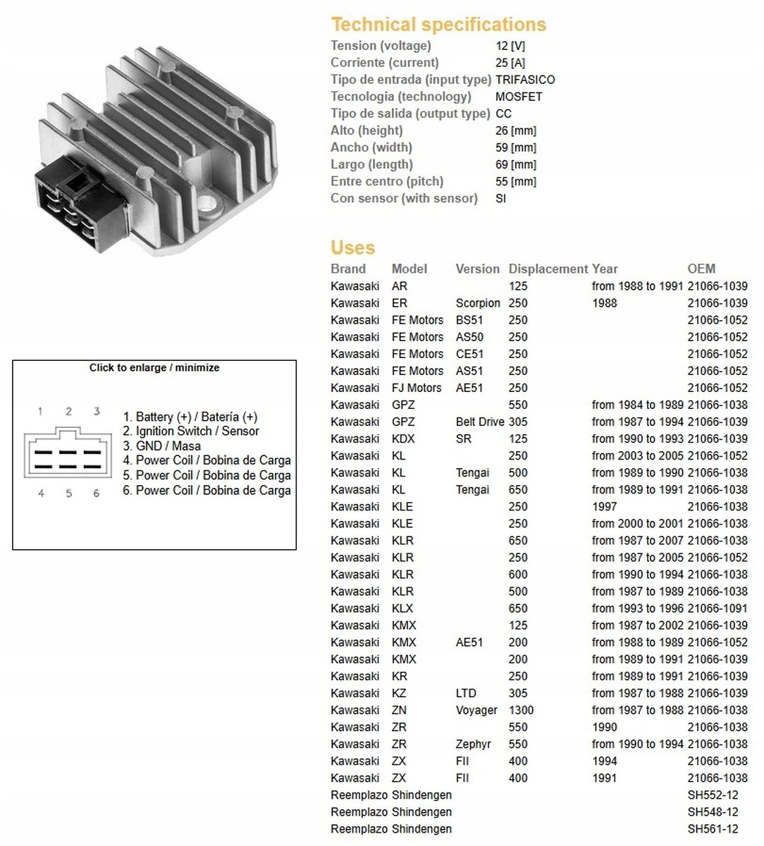 Dze Regulátor Napätia Kawasaki Kdx 125 '90-'93 Kle 250 Kl 500/650 '89-'9