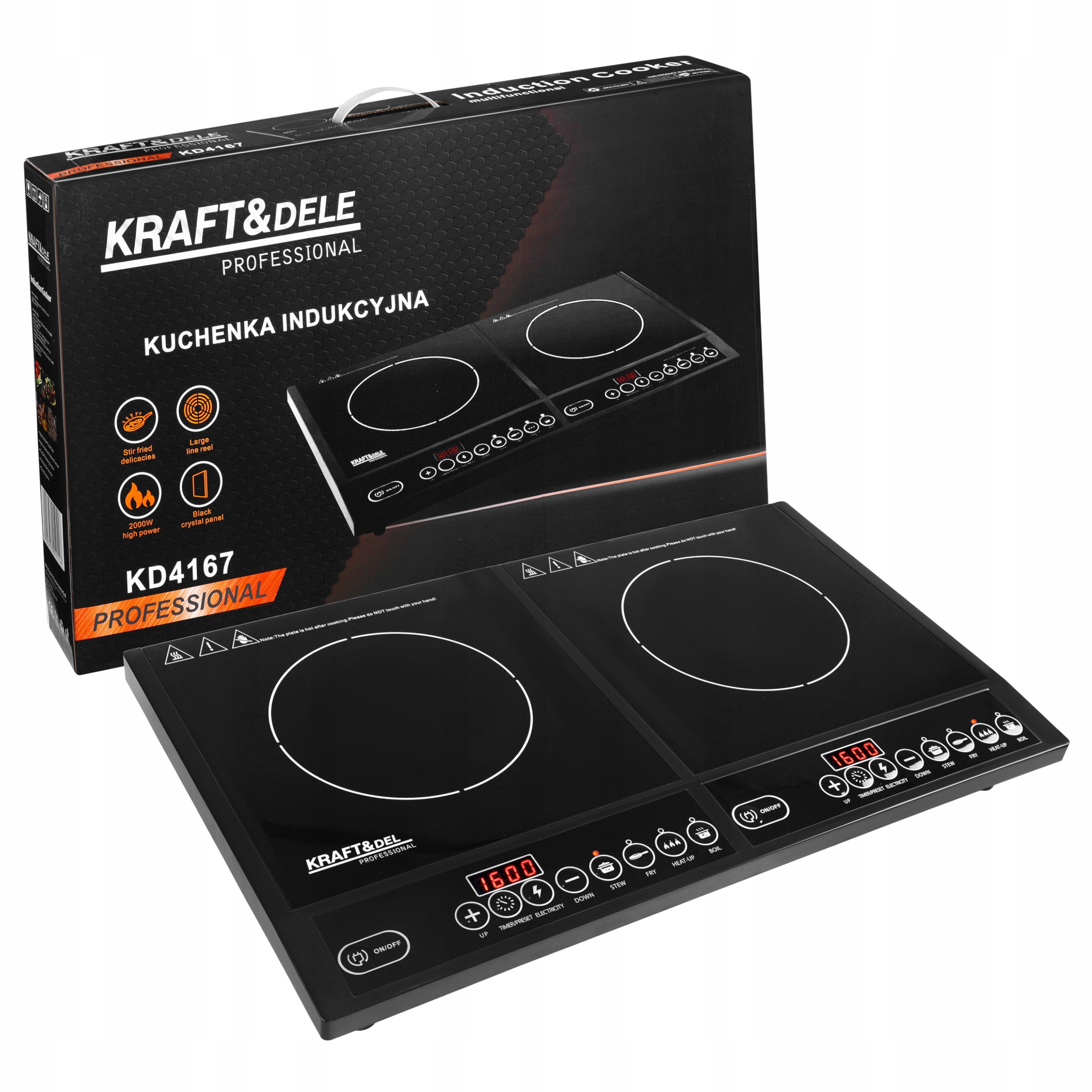 Kuchenka Indukcyjna Płyta 2000W Timer Dwa Palniki Mocna KD4167