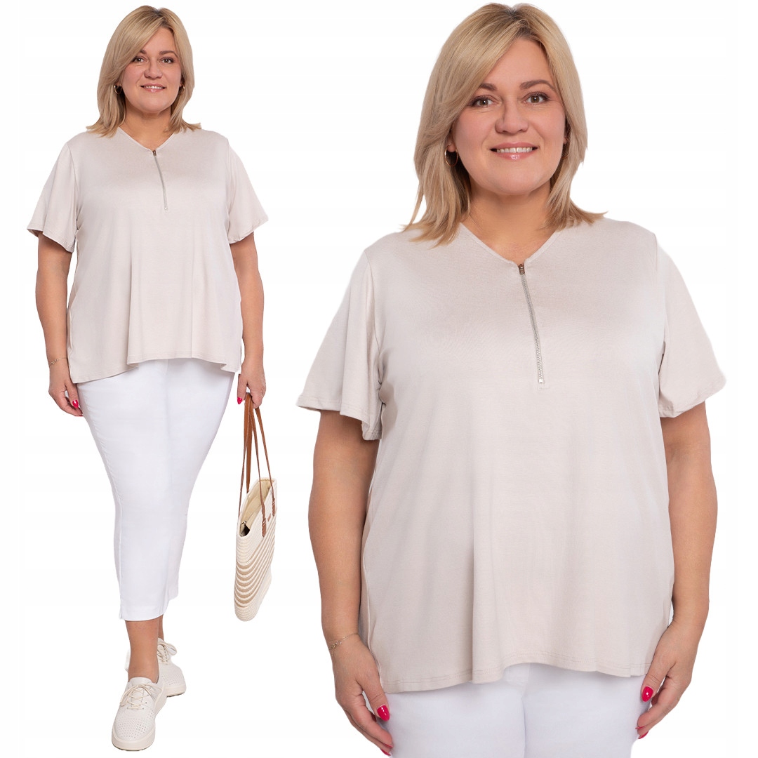 Béžová halenka se zipem plus size velikost 56/58