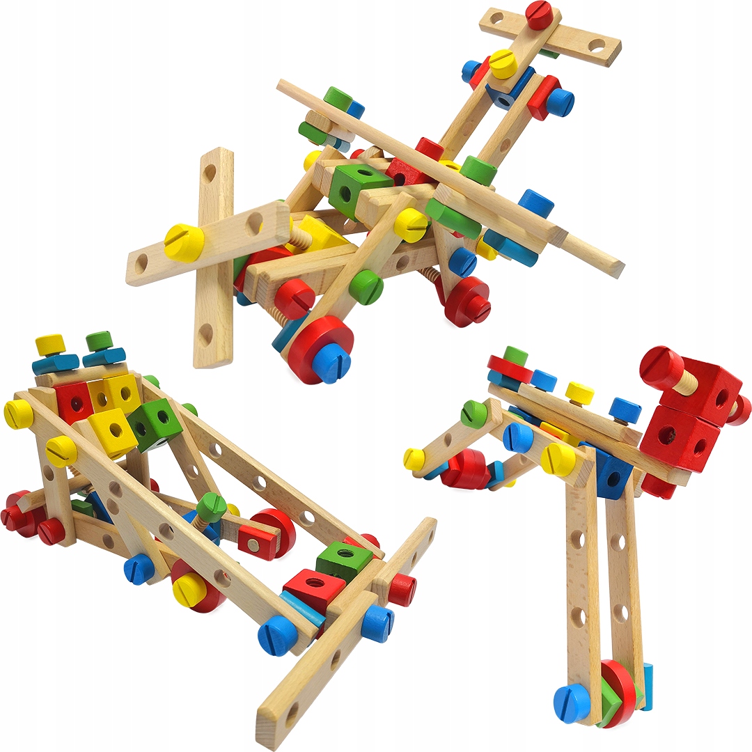 KLOCKI DREWNIANE KONSTRUKCYJNE ZESTAW DLA DZIECI