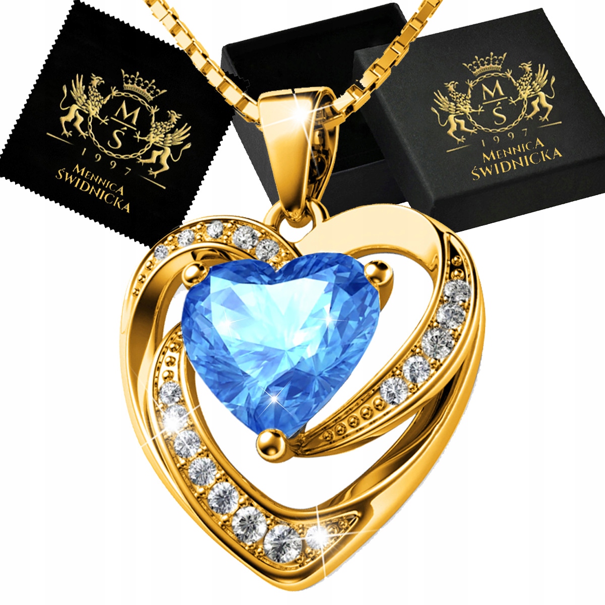 Náhrdelník Zlatý Stříbro 925 Srdce Řetízek s přívěskem Dárek pro maminku