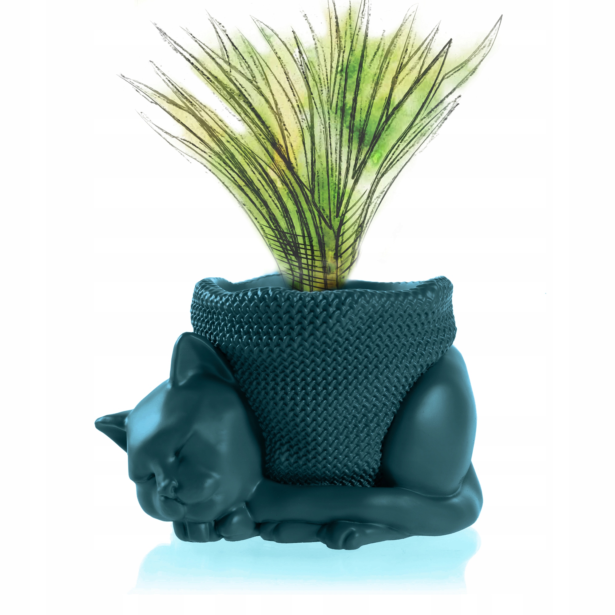 Donica Sleepy Cat Dark Turquoise Poli 12 cm Kot