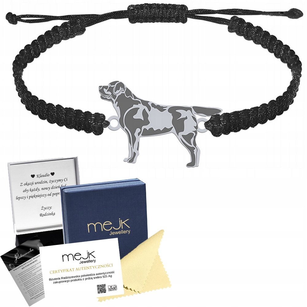 Stříbrný náramek labradorského retrívra 925 Makramé Šperky Dárek Gravírování