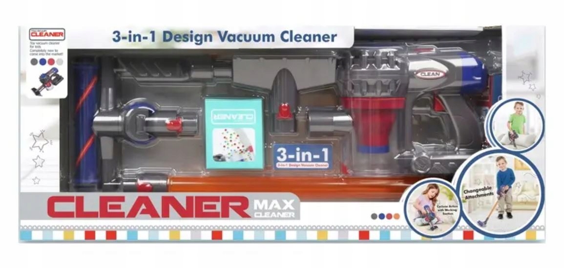 ODKURZACZ PIONOWY DLA DZIECI AGD NA BATERIE DŹWIĘK Kolor dominujący odcienie niebieskiego