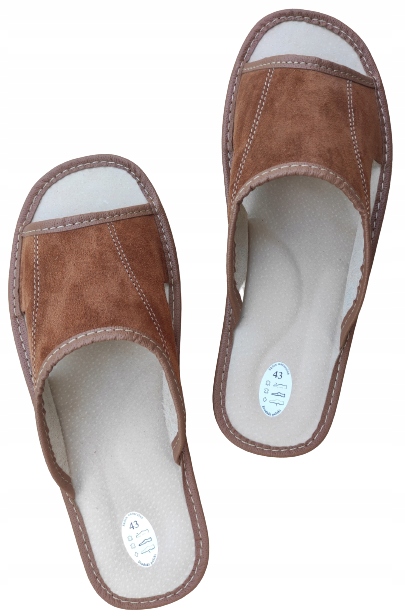 Klapki Pantofle Męskie Skórzane Kapcie Skóra Ciapy Rozmiar 40