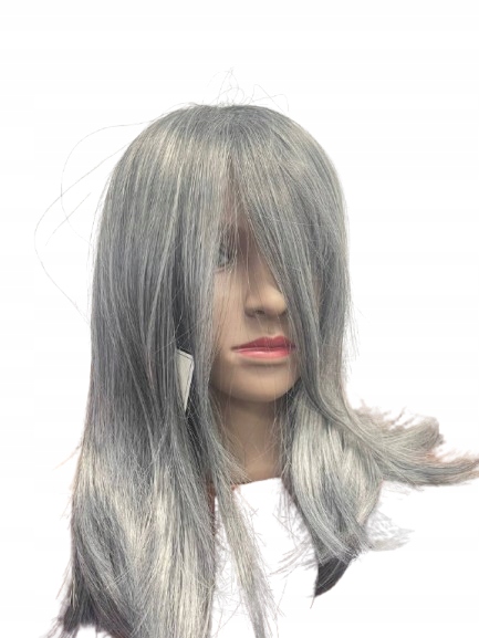 Polodlouhá Dámská Paruka 45 CM Šedá Syntetická Pro Každodenní Cosplay Akce