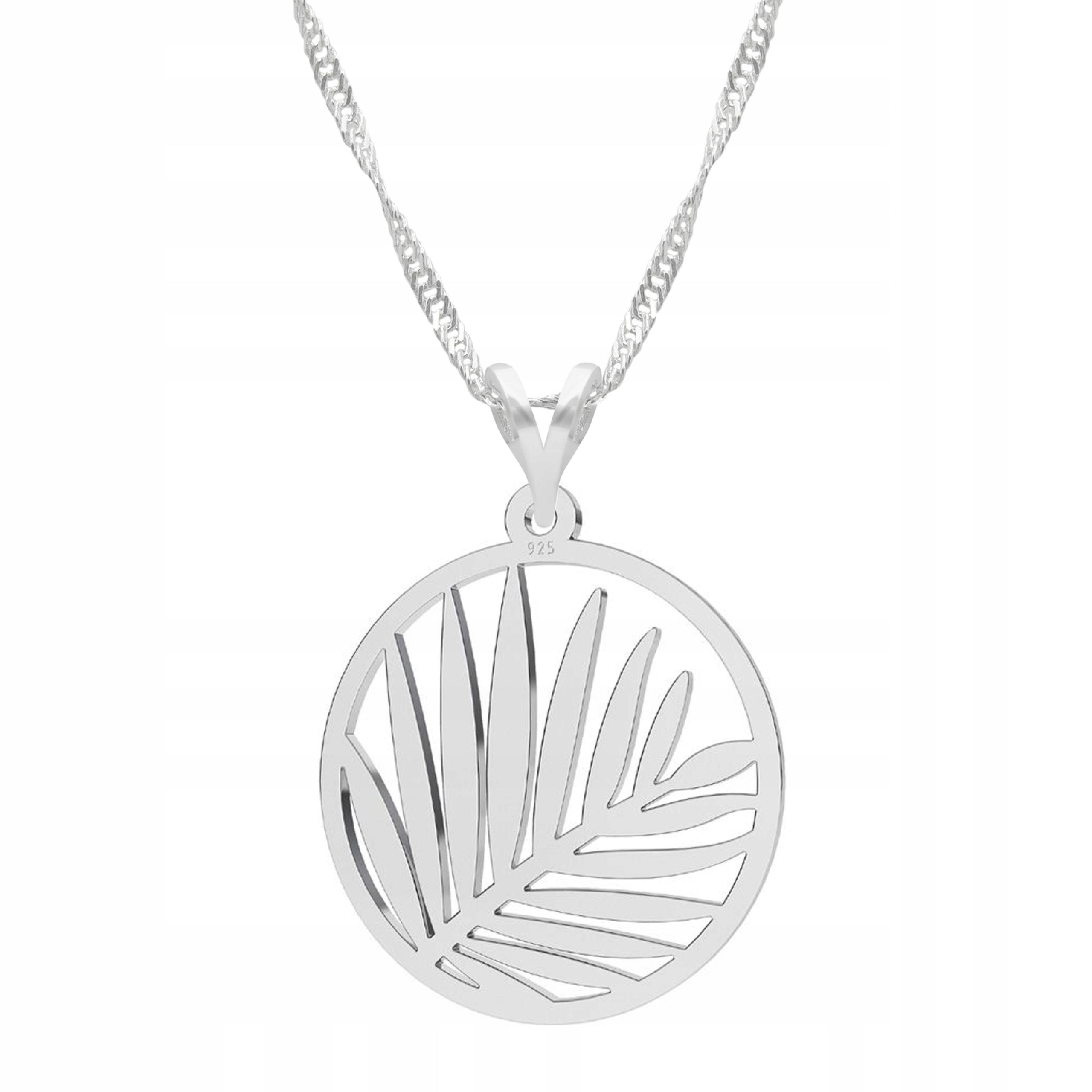 Stříbrný náhrdelník List Palmy List Rostlina Afrika Palma Leaf Stříbro 925