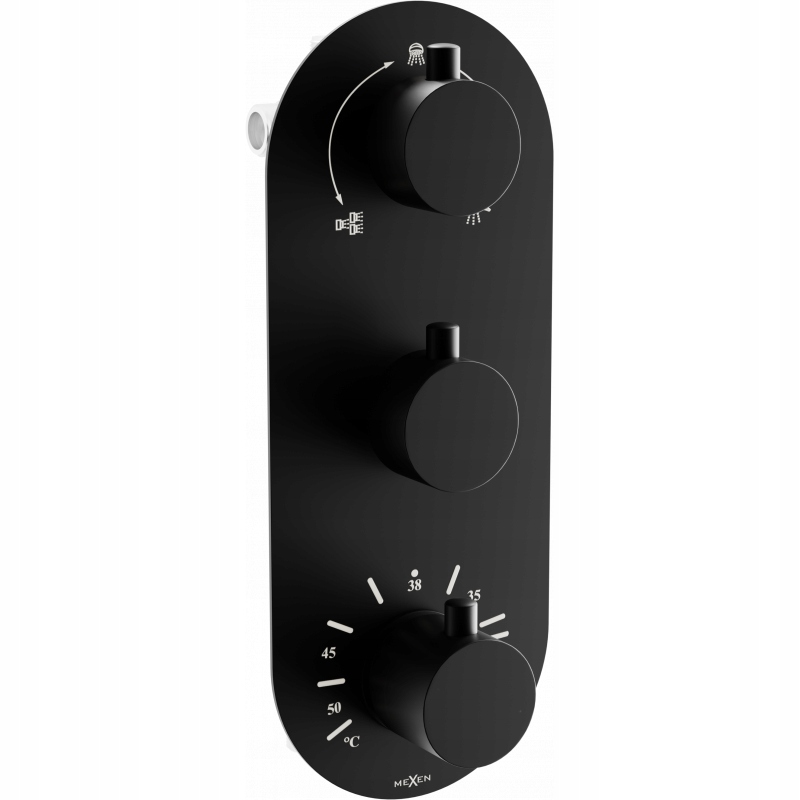 Mexen Kai termostatická vaňovo-sprchová batéria s 3 vývodmi, čierna