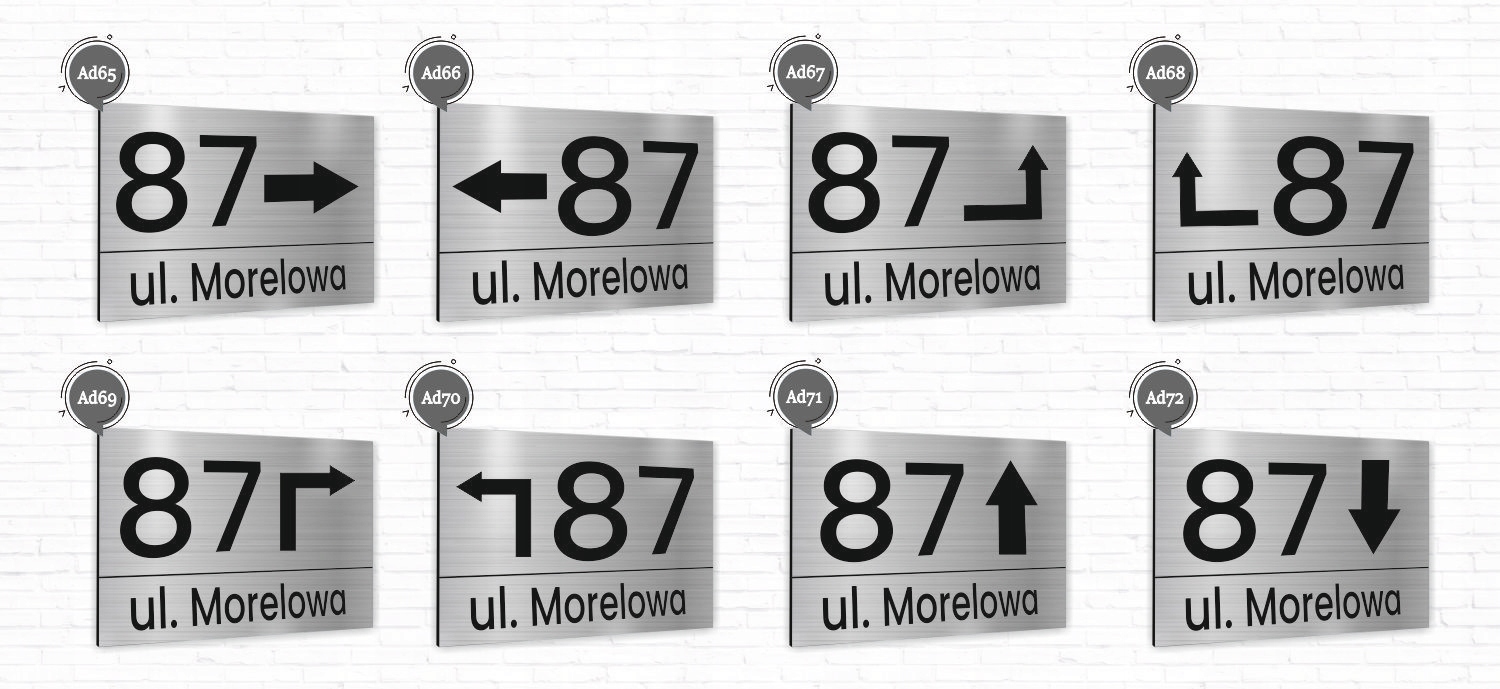 TABLICZKA ADRESOWA METALOWA SREBRNA ALUMINIUM Materiał aluminium