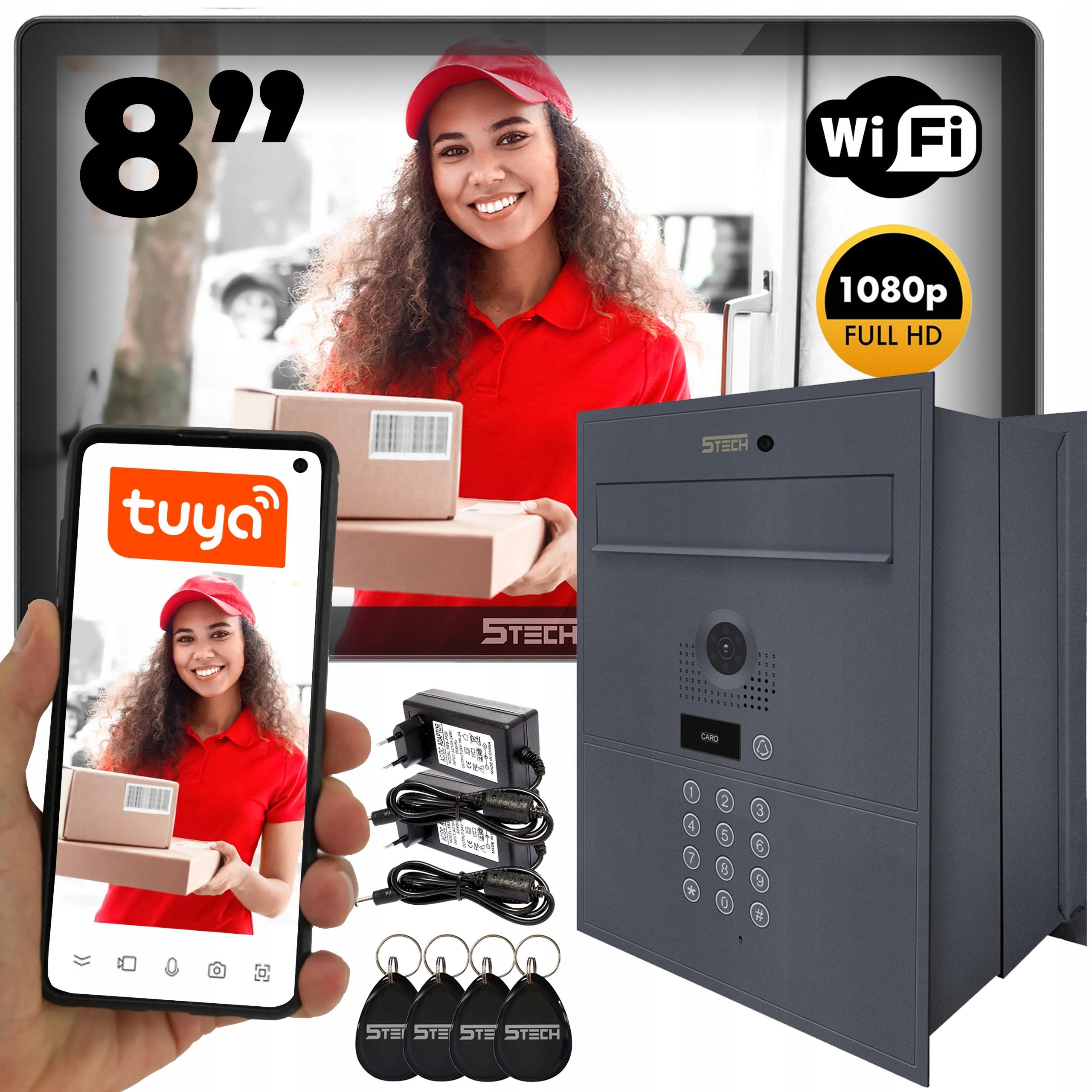 Wideodomofon Lustrzany Wifi 5tech Verus One Plus 8'' Skrzynka Listy 84218G