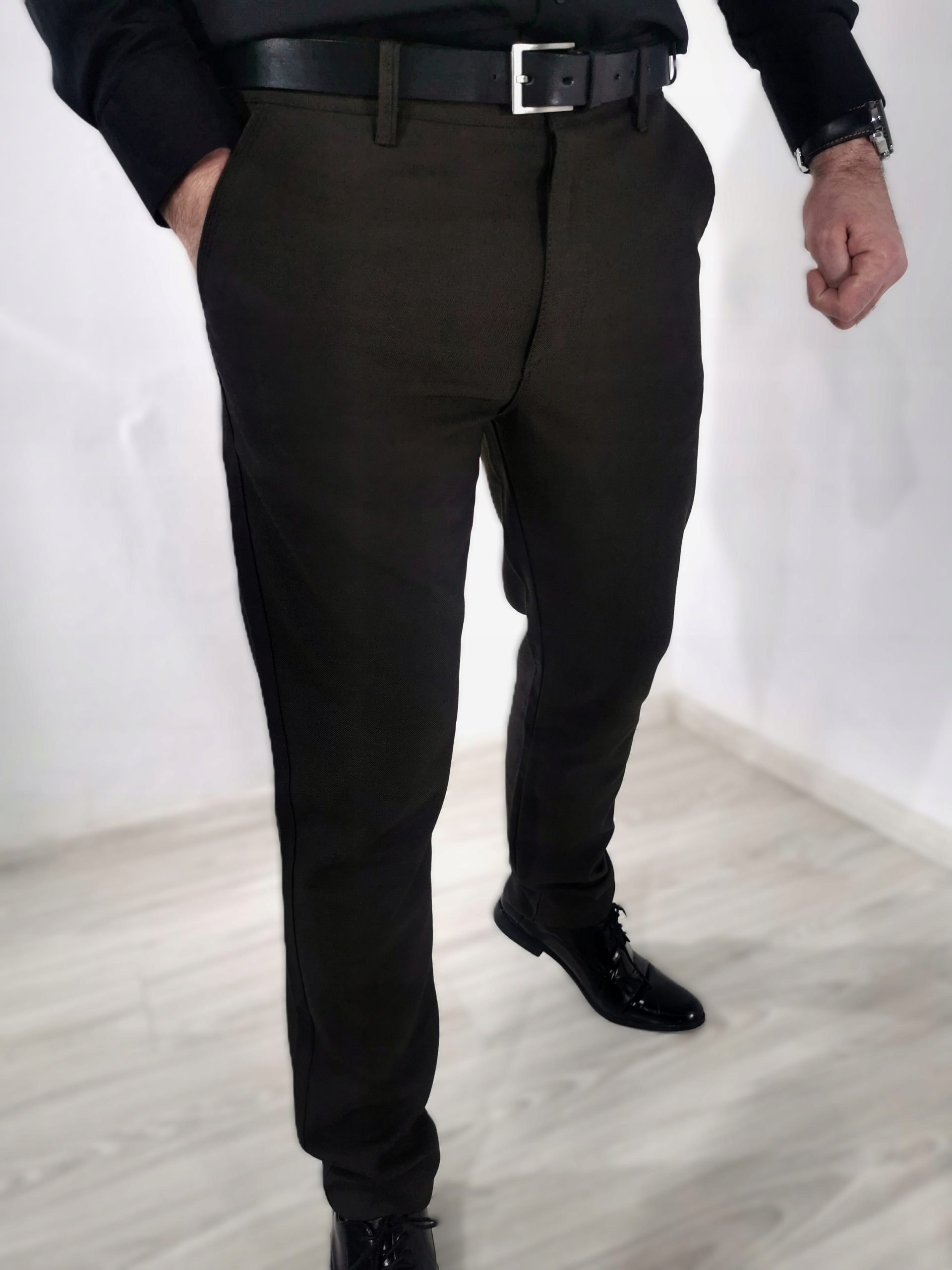 Pánské elegantní čokoládové zúžené kalhoty Sdcz 40