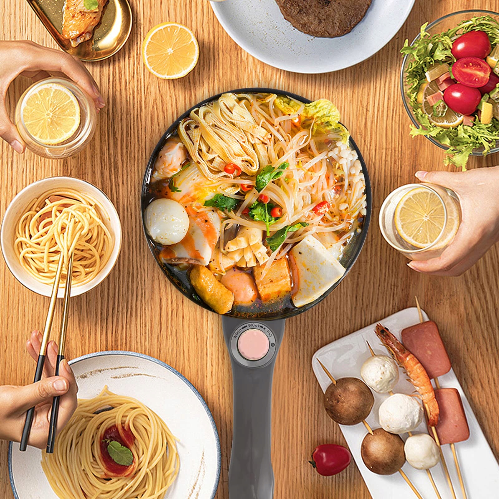 AUDECOOK Elektryczny Garnek 1,5L z Parowarem Antyadhezyjny Multicooker — miniatura 2