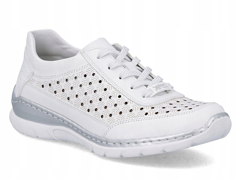 Rieker L3217-80 Półbuty damskie skórzane białe ażurowe lekkie R38
