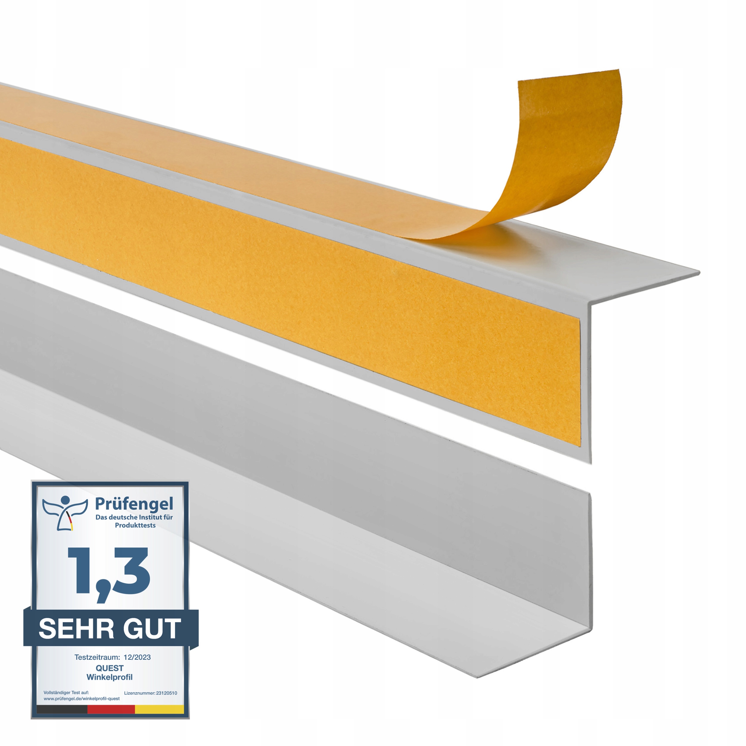 Pvc uholník tvrdý lepený na vonkajšej strane, sivý, 40x40 mm, 150 cm