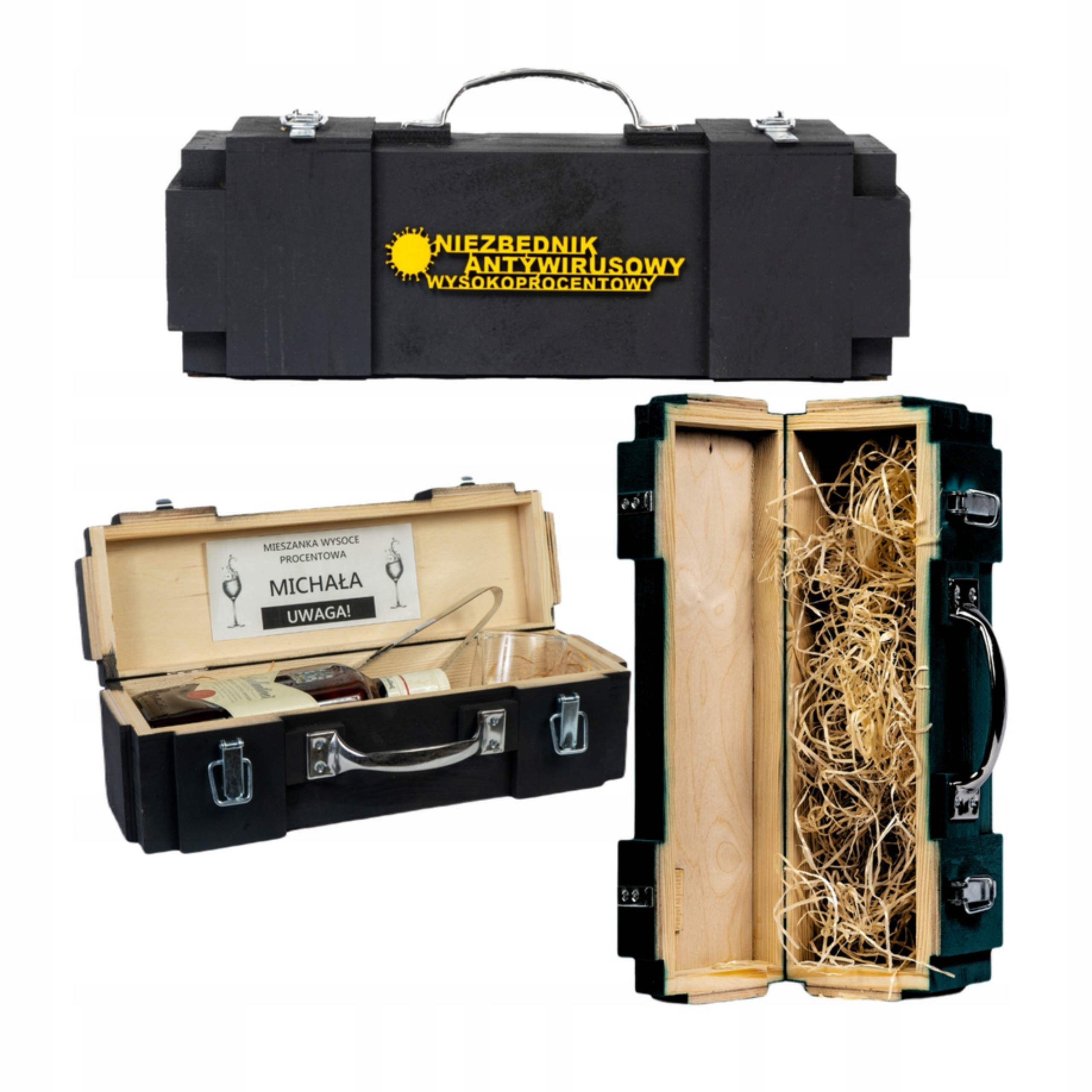 kufr dárek karanténa na viry na whisky dřevěná Masivní Silná