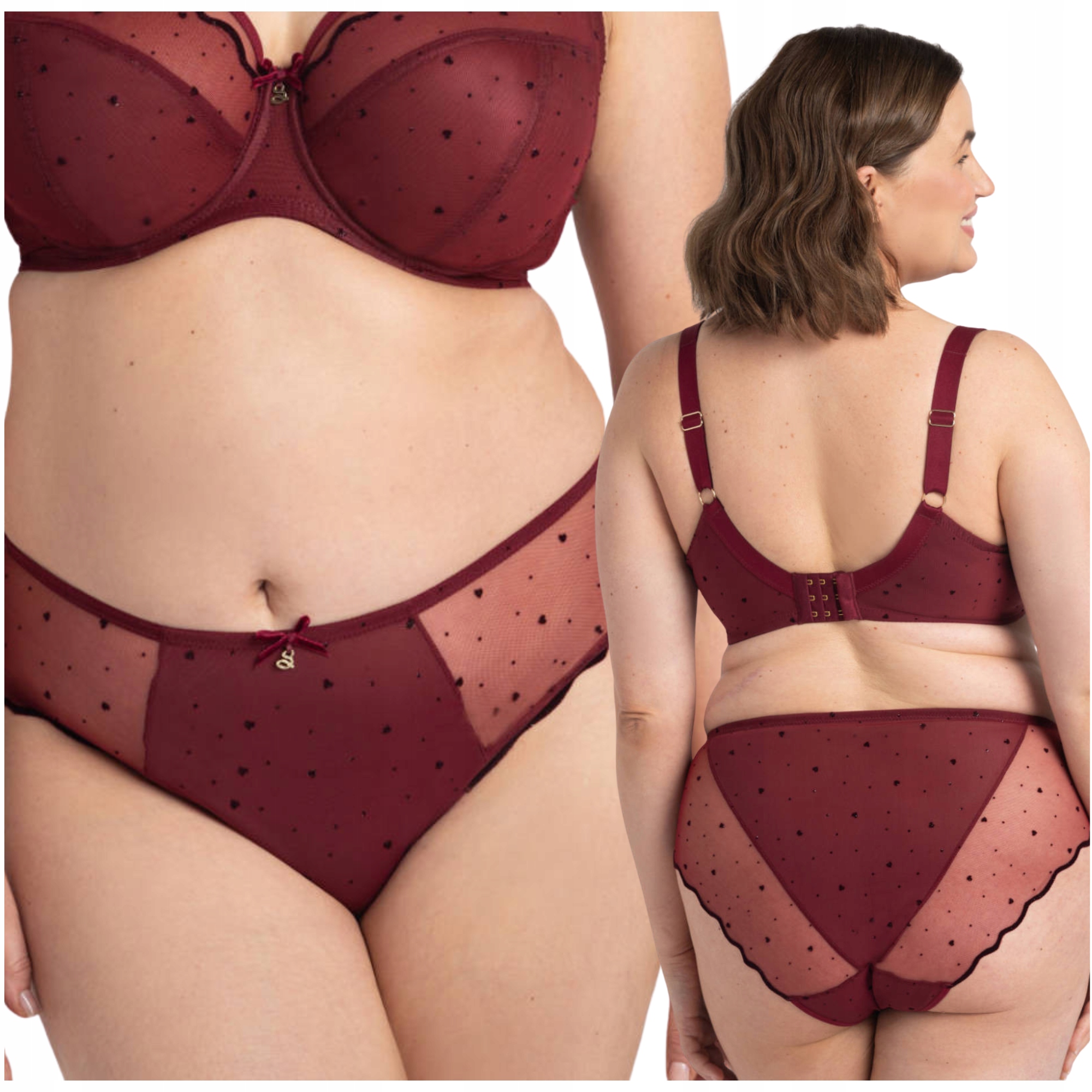 Kalhotky kalhotky klasické smyslné tyl vínové se srdíčky Samanta Melania B400 M