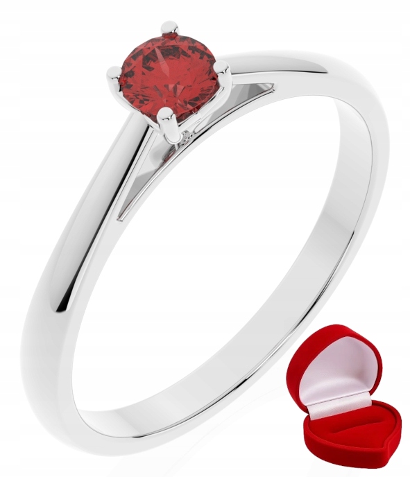 Zlatý Prstýnek 585 14k Rubín 0,19 ct Bílé Zlato R12