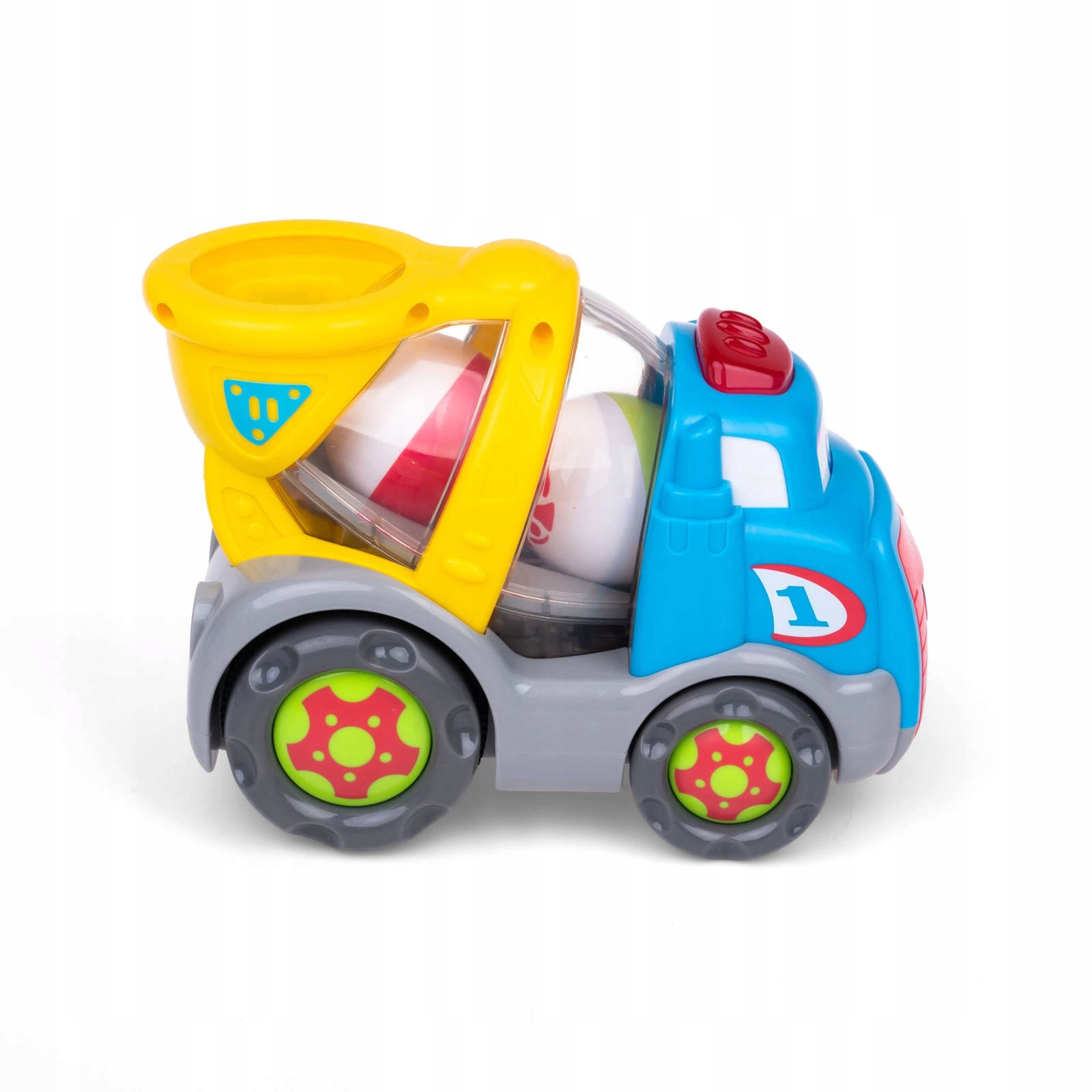 Piłeczkowy Benio betoniarka, Zabawki interaktywne śpiewający pojazd, Dumel Wiek dziecka 12 m +